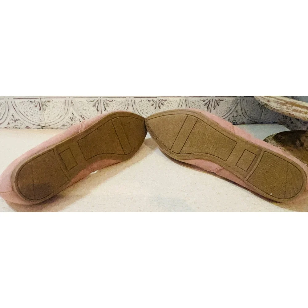 Time and Tru Womens Pink Faux Suede Pointed Toe Memory Foam Flats Size 8